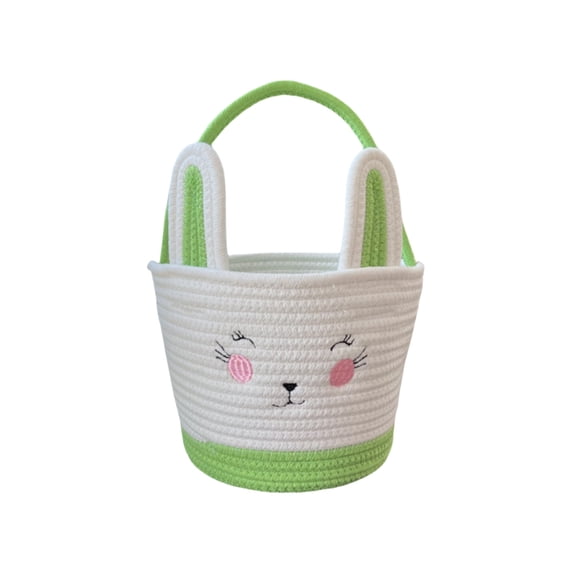 Shipiny Easter Woven Storage Basket with Handle, Multi-purpose Home Decor Storage Bin for Toys, Blankets and Yarn, Handmade Rattan Basket for Living Room, Bedroom and Easter Activities, Green