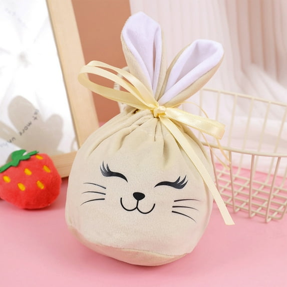 Shipiny Easter bunny gift bags with drawstrings velvet bunny ear Easter candy bags Easter egg hunts baskets and party supplies, Easter Decor Ideas, Easter Decorations for Home, Yellow