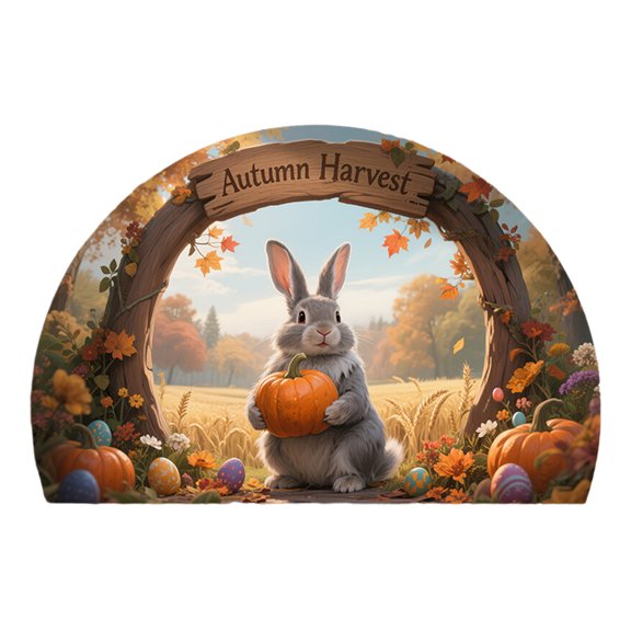 Shipiny Entry Foyer Dirt Removal Floor Mat, Easter Theme Crystal Velvet Semi-circular Mat, Non-slip and Soft Pad for Home Entrance, Porch and Festival Decoration, C