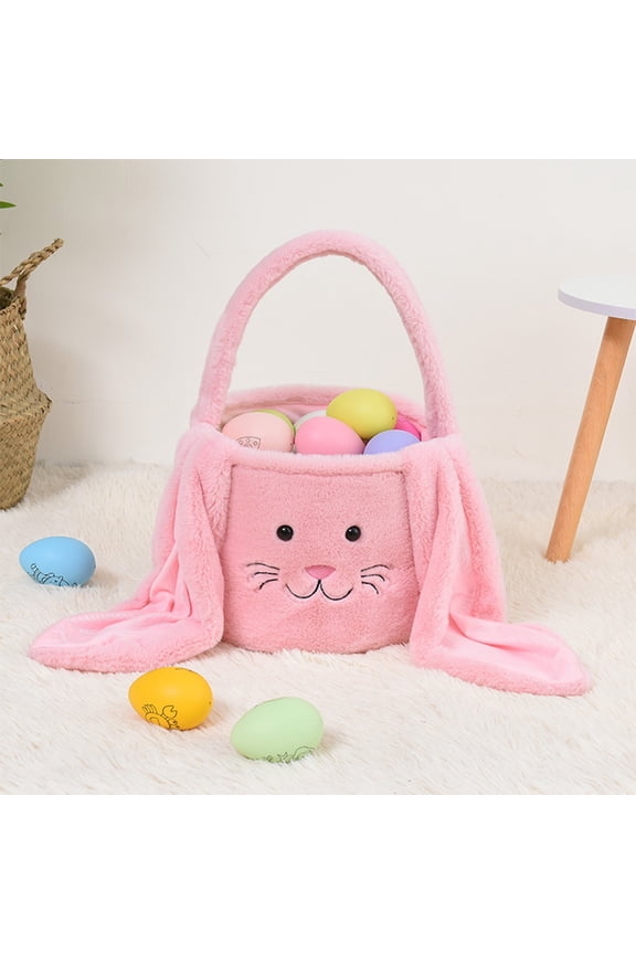 Happy Easter Bunny Long Ears Bags Easter Basket Buckets Easter Tote Bags Children Gift Storage Handbag, Easter Decorations, Spring Bunny Decor, Pink