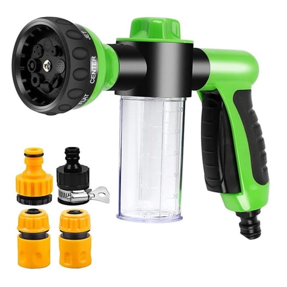 Shipiny High Pressure Foam Spray Gun 8 Way Spray Patterns With 3.5oz 100cc Soap Dispenser Bottle Snow Foam Gun For Car Wash Watering Plants Lawn Patio, Green