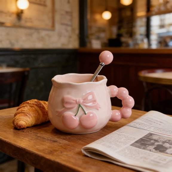 Shipiny Home Office Ceramic Mug, Classic Plain Ceramic Coffee Cup, Reusable Daily Drink Mug, Durable Ceramic Mug for Office Home Coffee Tea, Pink