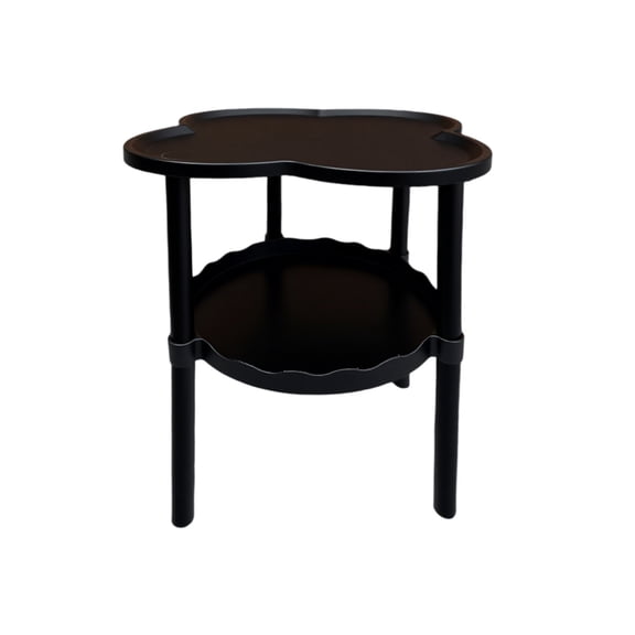 Shipiny Household Four-leaf Sofa Side Table, Living Room Snack Table Small Coffee Table with Movable Storage Rack, Cloud Shelf Design for Home Furniture and Space Saving, Black