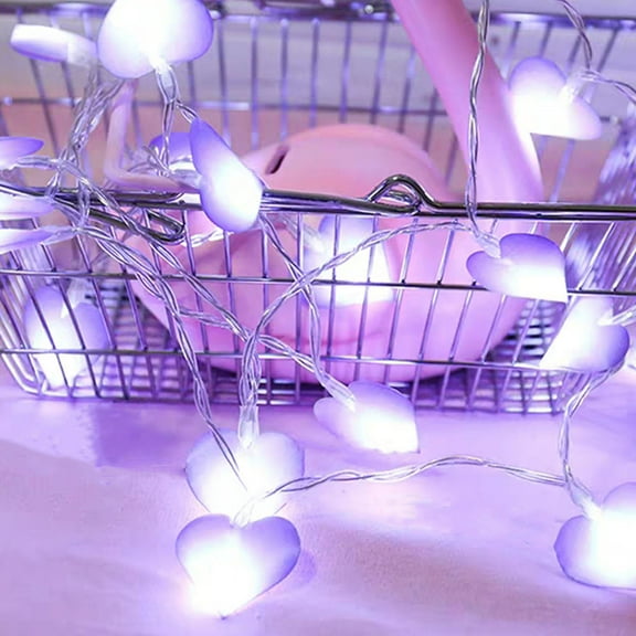 Shipiny LED Light Fabric Peach Heart String Light Girl Heart Room Decoration Light, Valentine Gifts for Boyfriend/Girlfriend, Valentines Day Decorations for Home, Purple