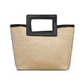 thumbnail image 1 of Shipiny Large Capacity Straw Woven Tote Bag with Square Handle Handbag, Breathable and Lightweight Design Perfect for Beach Travel Shopping Daily Use, Simple and Stylish Summer Handbag., Black, 1 of 5