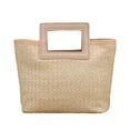 thumbnail image 1 of Shipiny Large Capacity Straw Woven Tote Bag with Square Handle Handbag, Breathable and Lightweight Design Perfect for Beach Travel Shopping Daily Use, Simple and Stylish Summer Handbag., Khaki, 1 of 5