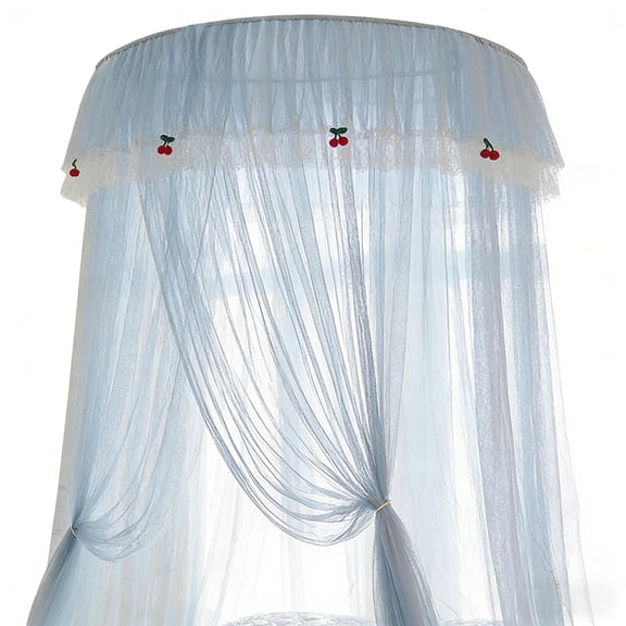 Shipiny Light Luxury French Princess Style Dome Mosquito Net,78.74 Inch High Density Mesh, Foldable Ceiling Mounted Canopy, White Pink Blue Yellow Green, Blue