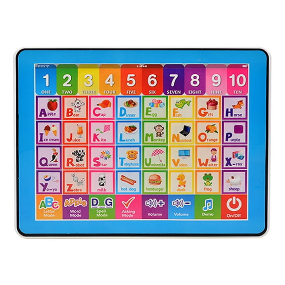 Shipiny Multifunctional Touch Tablet, English Early Learning Design, Clear Sound Effect, Interactive Operation, Compact Portable, Desktop Home Leisure Cognitive Enlightenment Accessory, Blue