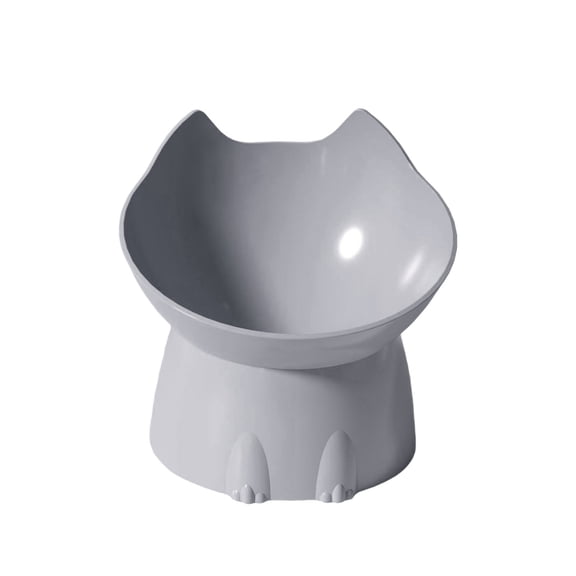 Shipiny Pet Feeding Bowl with 15° Inclined Design, Non-slip and Non-overturning Food Water Bowl, Comfortable Neck Protection Dish for Cats and Dogs Daily Feeding, Gray