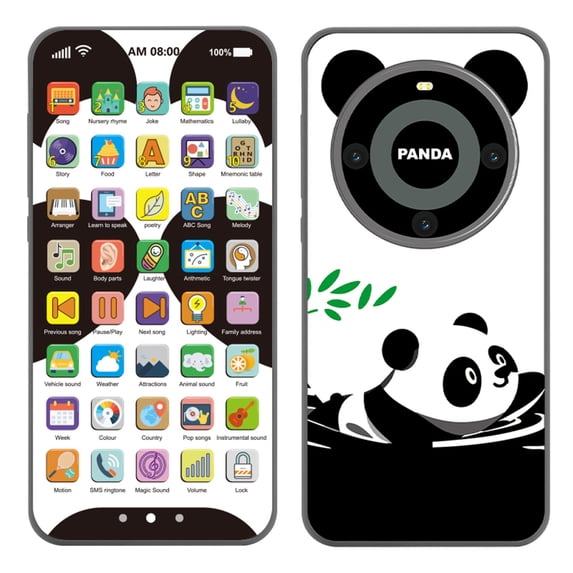 Shipiny Rechargeable Touchscreen Educational Phone Toy, Multifunctional Early Learning Design, Realistic Simulation Prop, Interactive Sound & Light Effect, Early Education Play Toy, Black