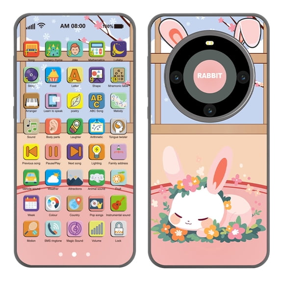 Shipiny Rechargeable Touchscreen Educational Phone Toy, Multifunctional Early Learning Design, Realistic Simulation Prop, Interactive Sound & Light Effect, Early Education Play Toy, Pink