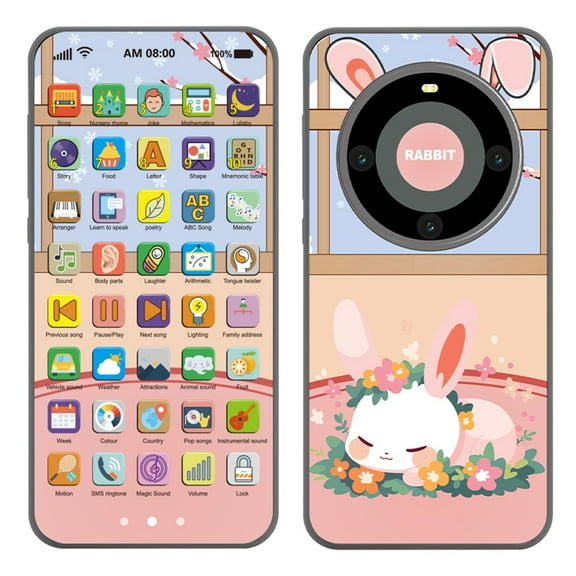 Shipiny Rechargeable Touchscreen Educational Phone Toy, Multifunctional Early Learning Design, Realistic Simulation Prop, Interactive Sound & Light Effect, Early Education Play Toy, Pink