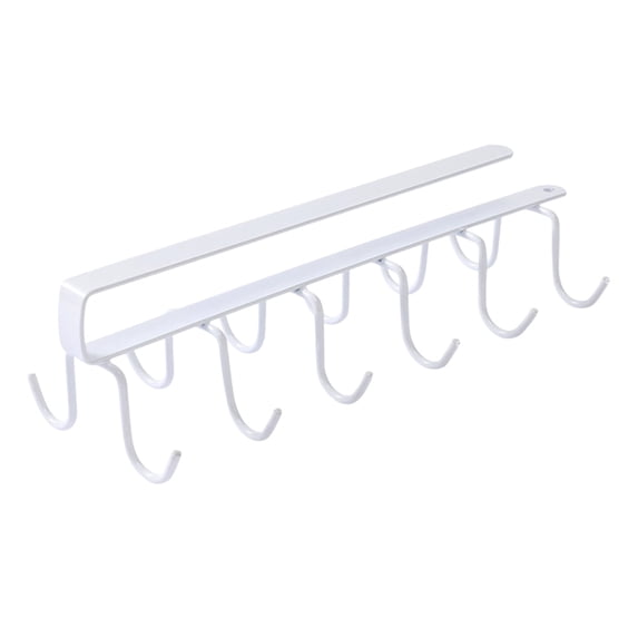Shipiny Under Shelf Mug Rack Storage Rack, Coffee Cup Holders with 12 Hooks, Wall Mounted for Cabinet, Pots, Pans, Spoons, Spatulas and Cooking Accessories, White