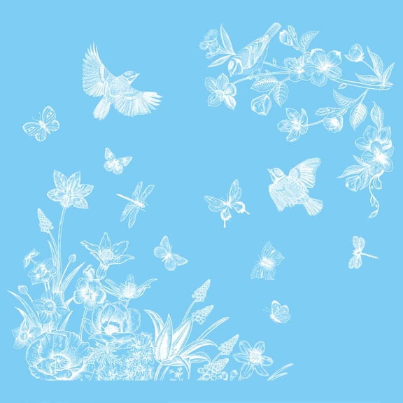 Shipiny Spring Butterflies Sticker With Flower Cling Window Sticker, Removable Decal for Holiday Storefront Home Glass Window and Wall Scene Decoration, White