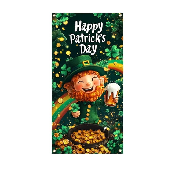 Shipiny St Patricks Day Decorations Irish Shamrock Door Cover Saint Patricks Day Front Porch Welcome Sign St. Patrick's Day Decorations for Home Party, Door Covers Decorative, Party home decor, C