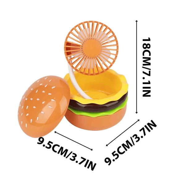 Shipiny USB Burger Mini Fan with Beauty Mirror, Portable Mini Handheld Fan, Lightweight and Cute Design for Daily Carry and Gift Giving, Yellow