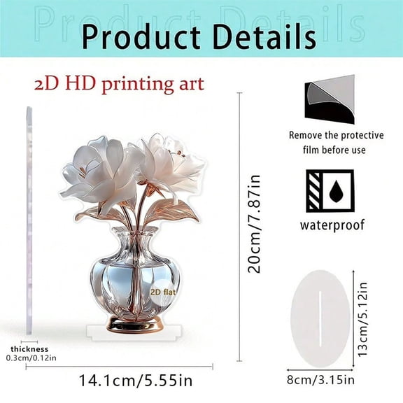 Shipiny Valentine’s Crystal Floral Vase Elegant Acrylic Centerpiece for Romantic Tabletop or Mantel Decoration, Home Decorations, Household Items, B