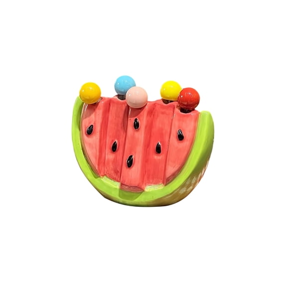 Shipiny Watermelon Shape Fruit Fork, Stainless Steel Children's Snack Fork, Cute Fruit Pick for Kids, Easy to Use for Fruit, Dessert and Party Table Decor, Red