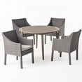 thumbnail image 1 of GDF Studio Gaven Outdoor Acacia Wood and Wicker 5 Piece Dining Set with Cushion, Gray and Light Gray, 1 of 13