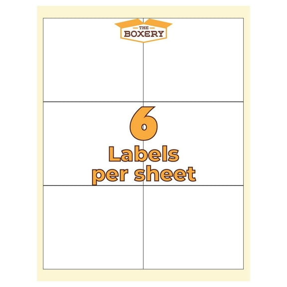 The Boxery 4" x 3 1/3" Laser/Inkjet Printer Labels, White, 6 Per Sheet, 6,000 Count