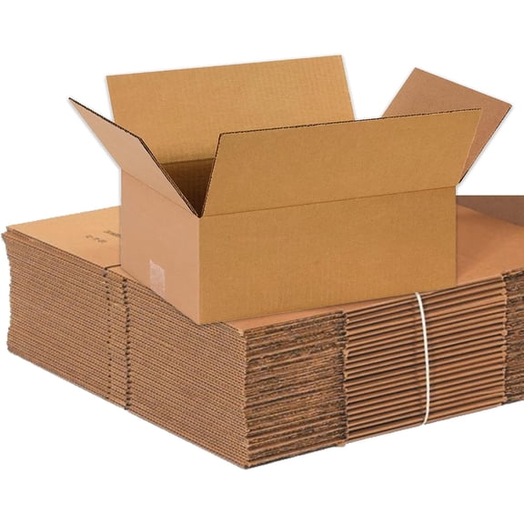 Shipping Boxes 14L x 10W x 5H 25-Pack Flat Corrugated Cardboard Box for Packing, Moving and Storage