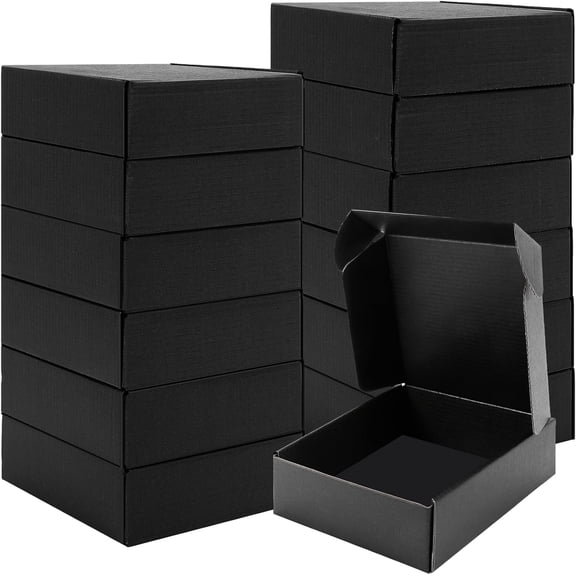 Shipping Boxes,20 Pack Black Corrugated Cardboard Boxes,Recyclable Small Mailer Boxes for Packaging Small Business Shipping Mailing Gifts(5.6 * 5.6 * 1.9 Inch,Black)