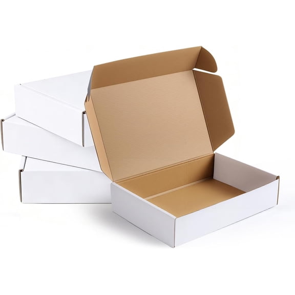 Shipping Boxes,4 PCS 9x6x2 Inch Tuck Top Mailer Boxes,White Small Corrugated Cardboard Boxes for Packing, Mailing, Moving,Gifts & Storage,Heavy-DutyWhite 