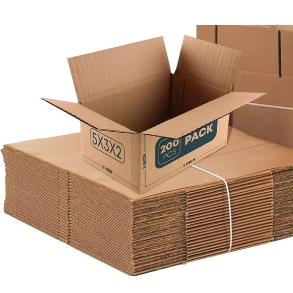 Shipping Boxes (5"L x 3"W x 2"H Pack 200) | Corrugated Cardboard Mailing Boxes for Small Business & Packaging