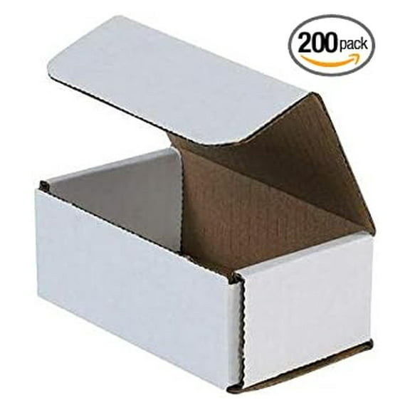 Shipping Boxes - 5x3x2" Mailers - White Foldable Corrugated Cardboard Packaging for Mailing, Moving, Storage, and Organizing - Strong Lightweight Foldable (Bulk 200 Pack)