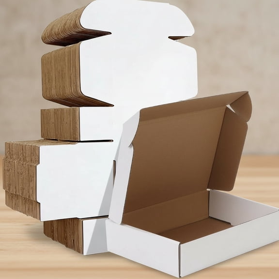 Shipping Boxes Set of 50, White Corrugated Cardboard Box Literature Mailer
