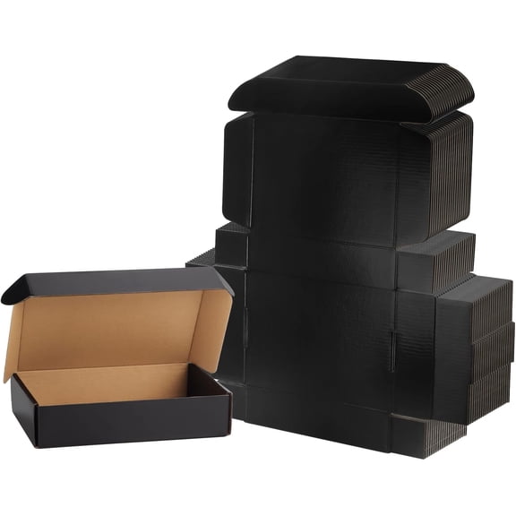 Shipping Cardboard Boxes for Small Business, Packing and Mailing, 9x6x2 - Pack of 25, Black