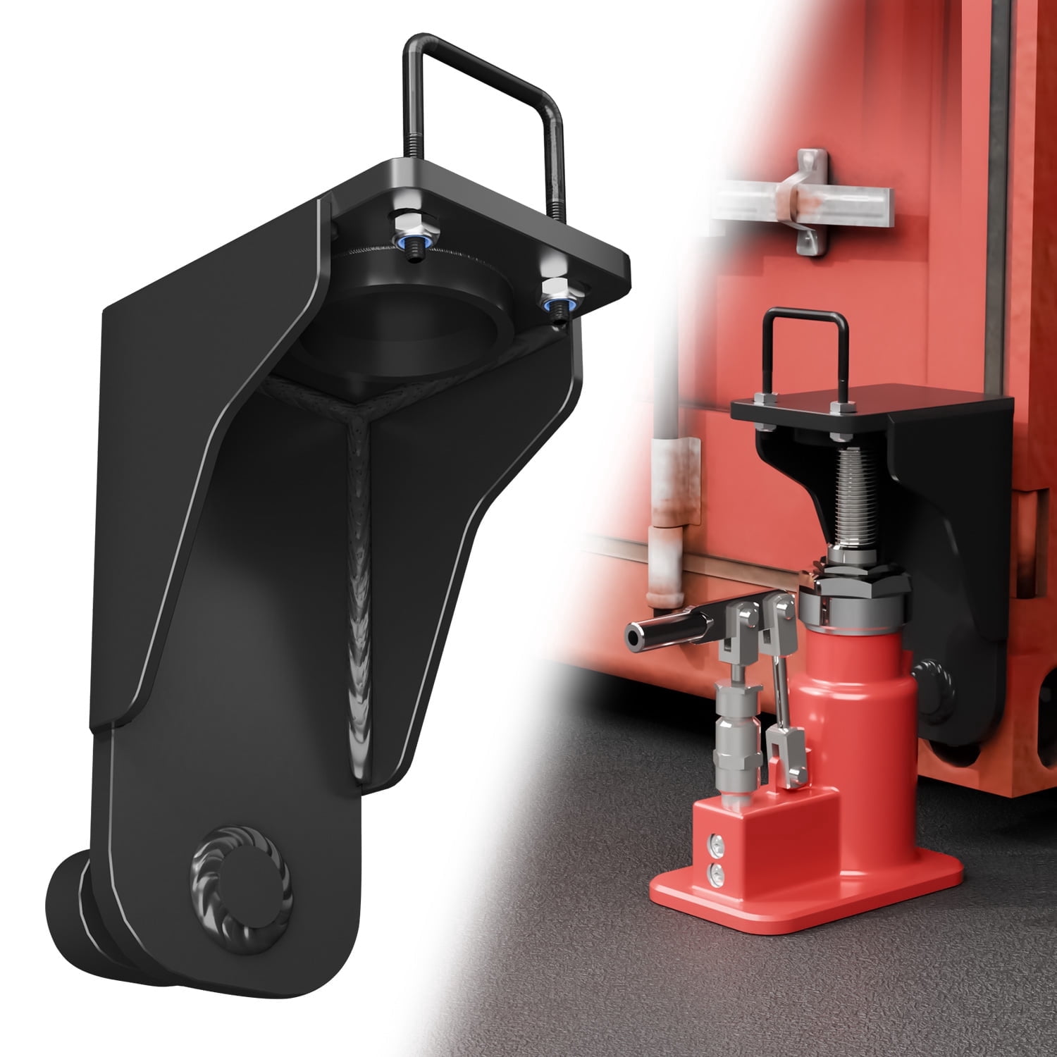 Shipping Container Jack Lug with Circular Limiters, Detachable U-Shaped Handle for Container Leveling, Compatible with Jack Lifter/Booster