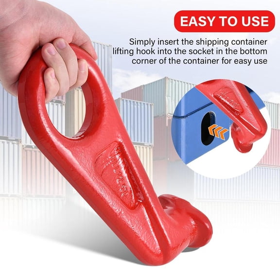 Shipping Container Lifting Hooks  Left & Right 45 Alloy Steel Hooks, 28,000 lb WLL Each (2 Pack)