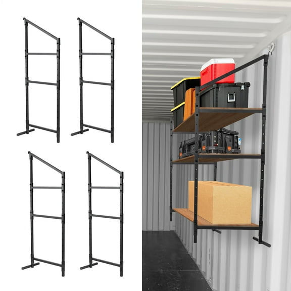 Shipping Container Shelf 3 Tier Cargo Shipping Container Shelving Heavy-Duty Carbon Steel 4 Pack Shipping Container Accessories for Trailer Containers