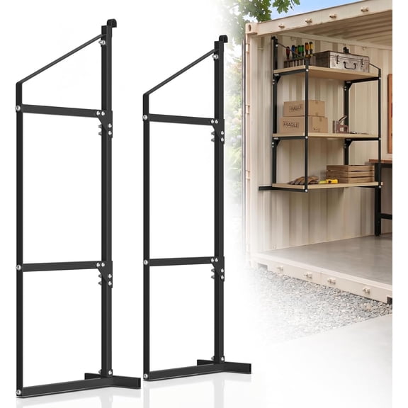Shipping Container Shelving Brackets, Heavy Duty 3-Tier Container Shelves 21.5"(D) x 58.3"(H), Reinforced Shipping Container Shelf Brackets for Cargo Containers (Triangle Reinforced)