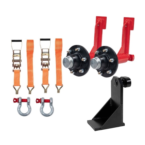 Shipping Container Wheel & Jack Lug Kit - 6-Lug Container Wheel Kit 8,000 lbs WLL with Ratchet Strap, J-Hook & Shackle & Jack Lug Leveling Attachment for 2040 ft Containers