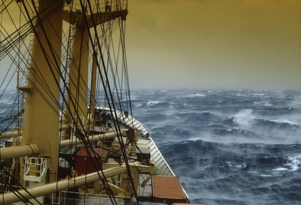 Shipping Freight In Storm Ireland Canvas Art - The Irish Image Collection Design Pics (36 x 24)