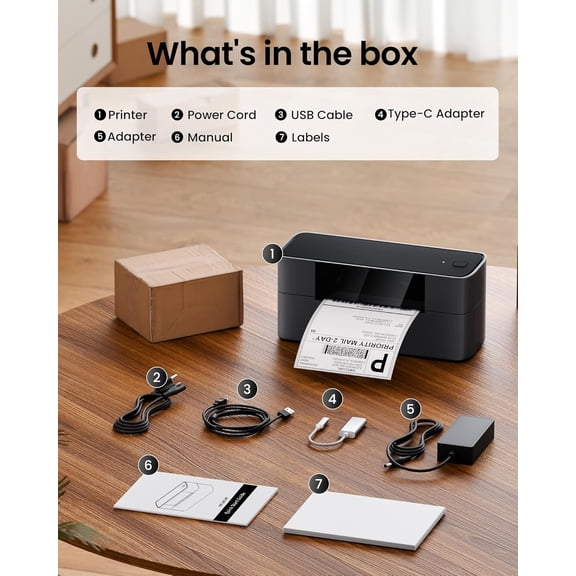 Shipping Label Printer, 245BT Thermal Label Printer 4x6, Bluetooth Label Printers for Small Business, Support iOS, Android, Windows, Amazon, Shopify, USPS