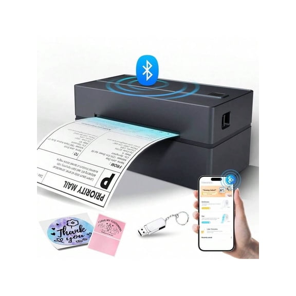 Shipping Label Printer 4x6 Bluetooth Thermal Label Printer For Small Business And Shipping Package, Support Android, IP Ho Ne, Windows, MacOS.