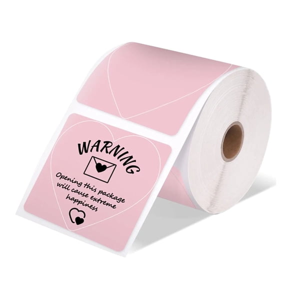 Shipping Label Printer Label Sticker Round Label Square Label DIY Logo Design Small Business 3X3 500Pcs Pink,1 roll x Label Sticker
