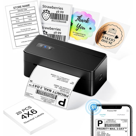 Shipping Label Printer, Thermal Label Printer for Small Business & Shipping Packages, 4X6 Thermal Printer Compatible with Android, IOS, Windows, , Ebay, USPS, FedEx, Etsy