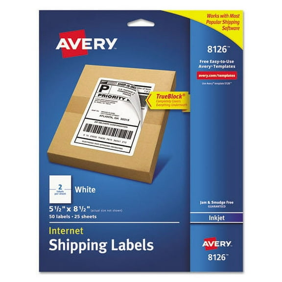 Shipping Labels W/ Trueblock Technology, Inkjet Printers, 5.5 X 8.5, White, 2/sheet, 25 Sheets/pack | Bundle of 2 Packs