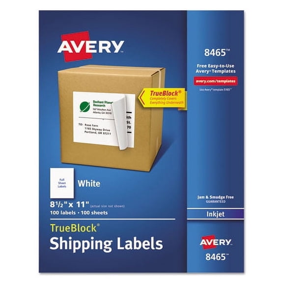 Shipping Labels With Trueblock Technology, Inkjet Printers, 8.5 X 11, White, 100/box | Bundle of 2 Boxes