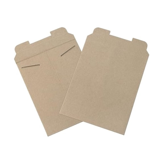Shipping Mailer Envelopes 9 3/4 x 12 - 100 Pack Flat Stayflat Mailers for Photos, Documents & Packaging - Lightweight Chipboard Mailers with Tab Lock