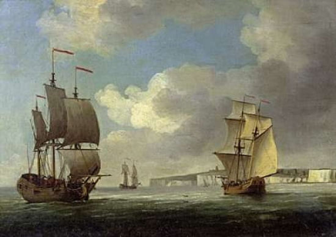 Shipping Off the South Coast of England Canvas Art - Charles Brooking (20 x 28)