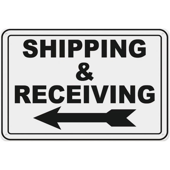 Shipping & Receiving (Left Arrow) Sign, Aluminum Tin Warning Signs for Home Outdoor Garden 8"x12", Durable Weatherproof Directional Sign for Warehouse