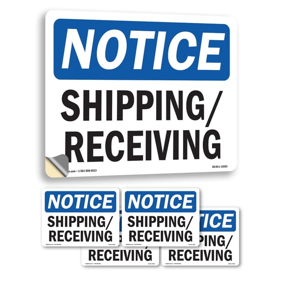Shipping Receiving OSHA Notice Vinyl Decal Label 24 Inch x 18 Inch - 5 Pack