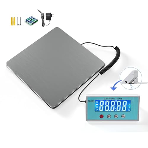 Shipping Scale 440lb with High Accuracy, Heavy Duty Stainless Steel Postal Scale with Hold/Tare, Digital Shipping Scale for Packages/Luggage/Post Office/Home, Battery & AC/DC Adapter$$Office