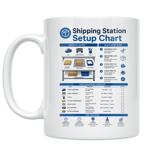 Shipping Station Setup Chart - Shipping Enthusiast - 11 oz Ceramic Coffee Mug