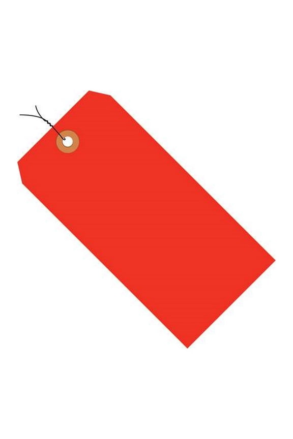 Shipping Tags Pre-Wired Fluorescent Red 3 1/4" X 1 5/8" (1000 Per/Case)